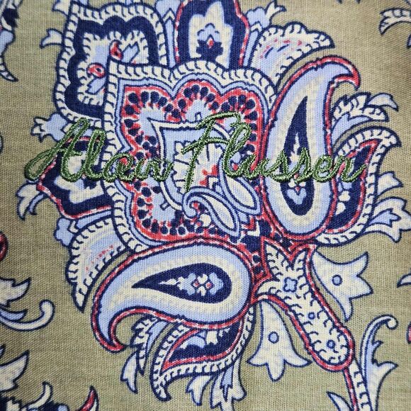 Alan Flusser Mens XL Paisley Button Down Long Sleeve Cotton Shirt - Picture 7 of 8